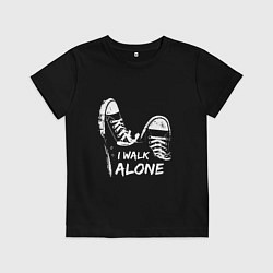 Футболка хлопковая детская I walk alone, цвет: черный