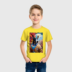 Футболка хлопковая детская Командир космического корабля - нейросеть, цвет: желтый — фото 2