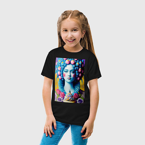 Детская футболка Сладкая женщина голубой - нейросеть / Черный – фото 4