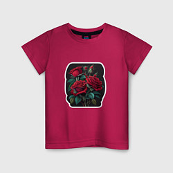 Футболка хлопковая детская Букет и красные розы, цвет: маджента