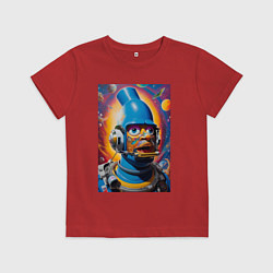 Футболка хлопковая детская Гомер Симпсон - космический рыцарь - нейросеть, цвет: красный