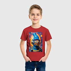 Футболка хлопковая детская Гомер Симпсон - космический рыцарь - нейросеть, цвет: красный — фото 2
