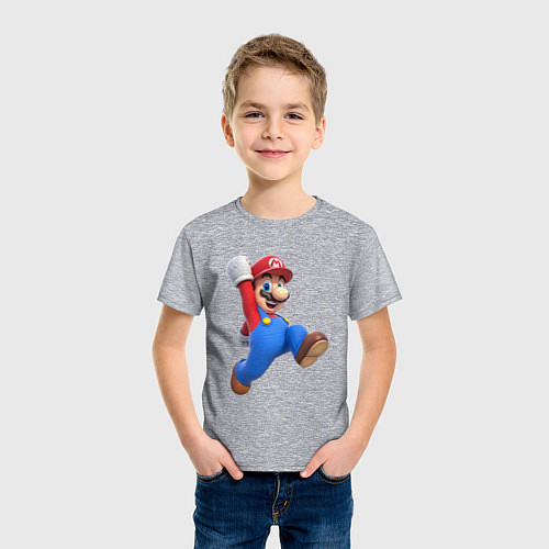 Детская футболка Марио прыгает / Меланж – фото 3