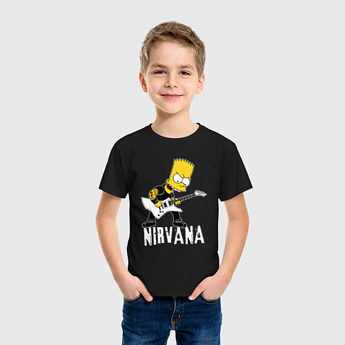 Детская футболка Нирвана Барт Симпсон рокер / Черный – фото 3
