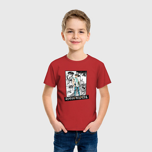 Детская футболка Рохан Кишибэ на фоне манги / Красный – фото 3