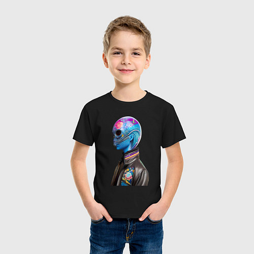Детская футболка Alien - neural network / Черный – фото 3