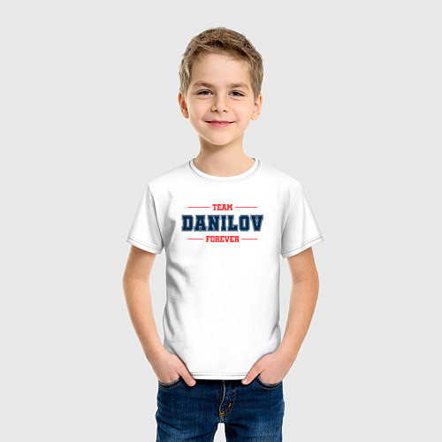 Детская футболка Team Danilov forever фамилия на латинице / Белый – фото 3