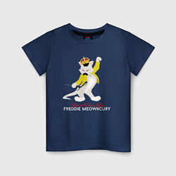 Футболка хлопковая детская Фредди Меркьюри кот, цвет: тёмно-синий