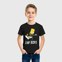 Футболка хлопковая детская Limp Bizkit Барт Симпсон рокер, цвет: черный — фото 2
