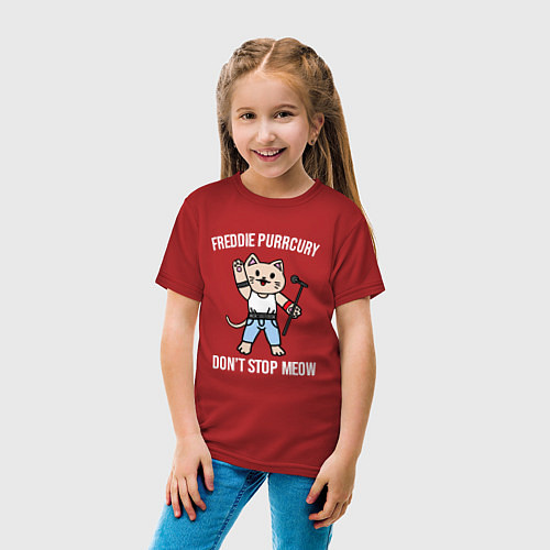 Детская футболка Dont stop meow / Красный – фото 4