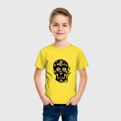 Детская футболка Череп лого / Желтый – фото 3