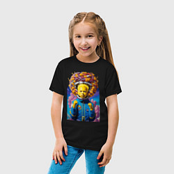 Футболка хлопковая детская Барт Симпсон в скафандре - нейросеть - фантазия, цвет: черный — фото 2