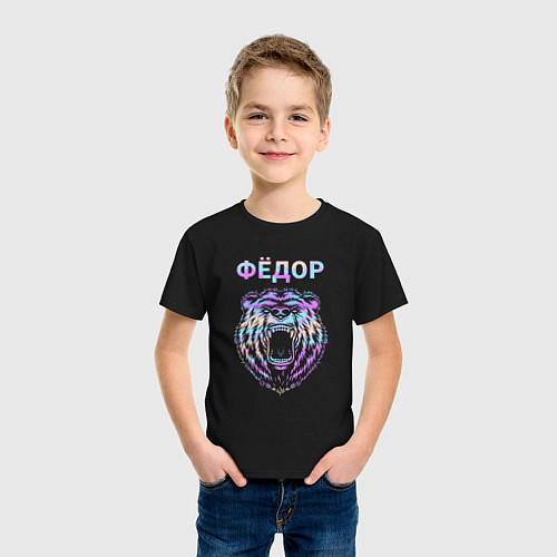 Детская футболка Фёдор голограмма / Черный – фото 3