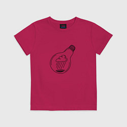 Футболка хлопковая детская Лампочка с тучкой, цвет: маджента