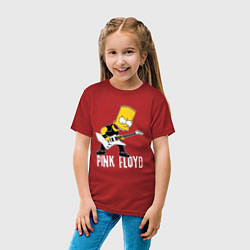 Футболка хлопковая детская Pink Floyd Барт Симпсон рокер, цвет: красный — фото 2