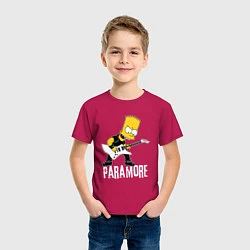 Футболка хлопковая детская Paramore Барт Симпсон рокер, цвет: маджента — фото 2