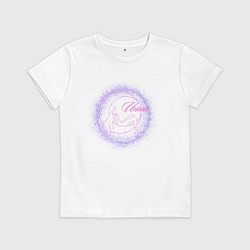 Футболка хлопковая детская Инна дизайн луна, цвет: белый