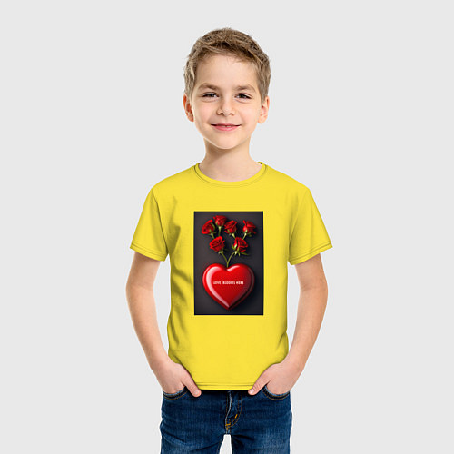 Детская футболка Любовь Рождается в Сердце / Желтый – фото 3