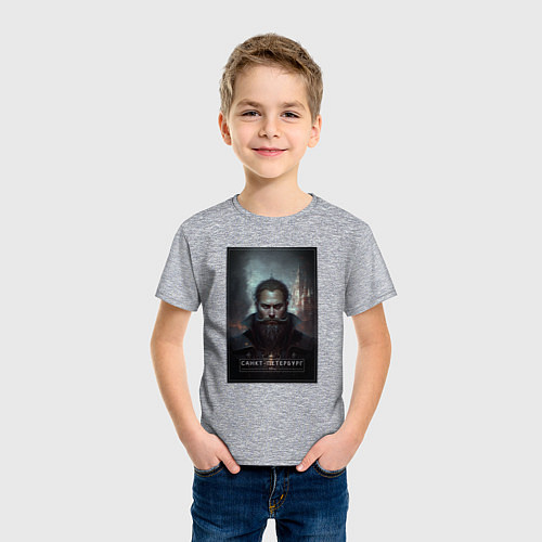 Детская футболка Санкт - Петербург - персонаж / Меланж – фото 3