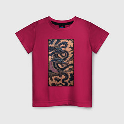 Футболка хлопковая детская Irezumi - японские драконы змеи, цвет: маджента