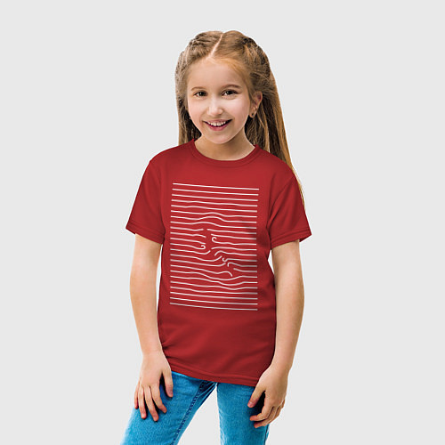 Детская футболка Порванные нити минимализм / Красный – фото 4