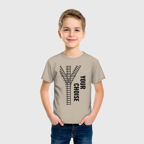 Детская футболка Your choise и рельсы / Миндальный – фото 3