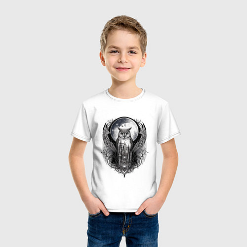 Детская футболка Сова и старинный замок / Белый – фото 3