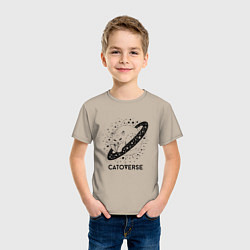 Футболка хлопковая детская Котовселенная, цвет: миндальный — фото 2