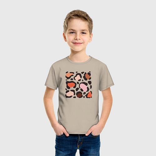 Детская футболка Цветные леопардовые пятна / Миндальный – фото 3