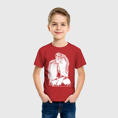 Детская футболка Белая пара пингвинов / Красный – фото 3