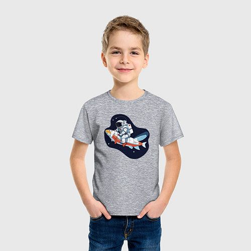 Детская футболка Космонавт на рыбе / Меланж – фото 3