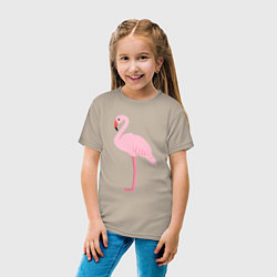 Футболка хлопковая детская Фламинго розовый, цвет: миндальный — фото 2