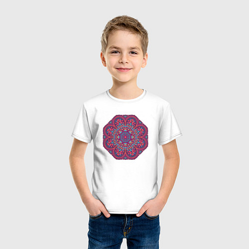 Детская футболка Мандала, этнический узор калейдоскоп / Белый – фото 3