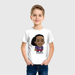 Футболка хлопковая детская Ronaldinho Barcelona, цвет: белый — фото 2