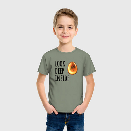 Детская футболка Look deep inside - стрекоза в янтаре / Авокадо – фото 3