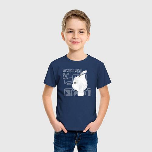Детская футболка Кот индеец на черном / Тёмно-синий – фото 3