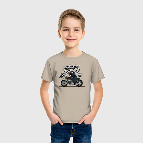 Детская футболка Мотогонки мотоциклист / Миндальный – фото 3