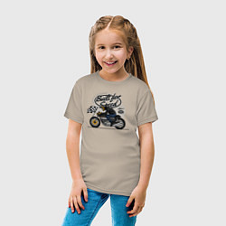 Футболка хлопковая детская Мотогонки мотоциклист, цвет: миндальный — фото 2