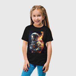 Футболка хлопковая детская Астронавт покоряющий просторы вселенной, цвет: черный — фото 2