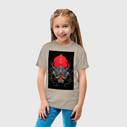 Футболка хлопковая детская Голова японского дракона, цвет: миндальный — фото 2