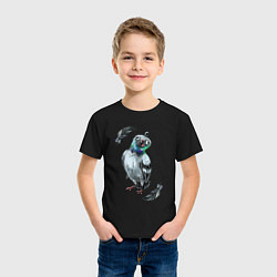 Футболка хлопковая детская Чокнутый голубь, цвет: черный — фото 2