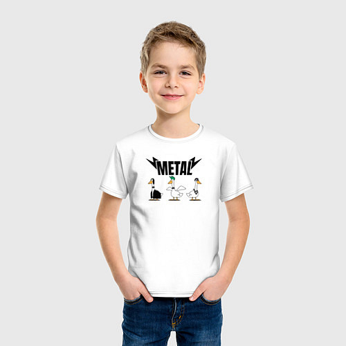 Детская футболка Гуси metal / Белый – фото 3