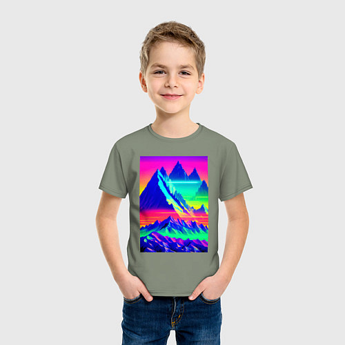 Детская футболка Неоновые горы / Авокадо – фото 3