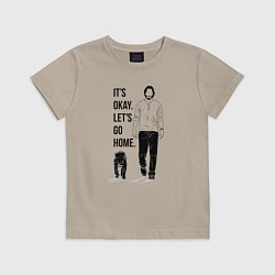 Футболка хлопковая детская Its okay lets go home, цвет: миндальный