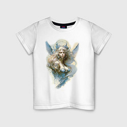 Футболка хлопковая детская Царевна-Лебедь ангел - нейросеть, цвет: белый
