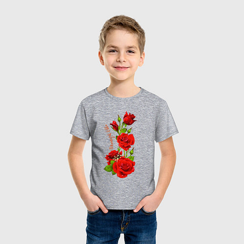 Детская футболка Прекрасная Элла - букет из роз / Меланж – фото 3