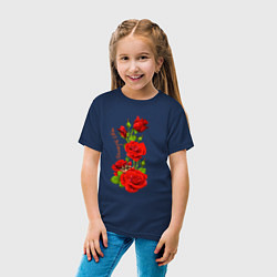 Футболка хлопковая детская Прекрасная Эдита - букет из роз, цвет: тёмно-синий — фото 2