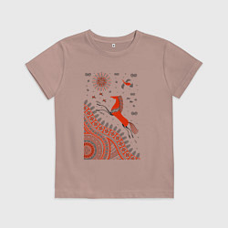 Футболка хлопковая детская Мезенский конь, цвет: пыльно-розовый