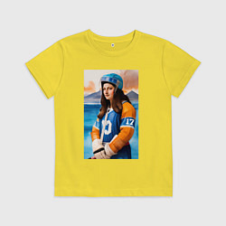 Футболка хлопковая детская Мона Лиза - крайний нападающий, цвет: желтый