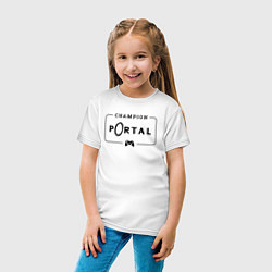 Футболка хлопковая детская Portal gaming champion: рамка с лого и джойстиком, цвет: белый — фото 2